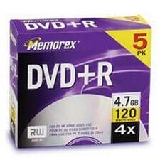 Memorex DVD Recordable Media - DVD+R - 4x - 4.70 GB - 5 Pack Jewel Case - Retail