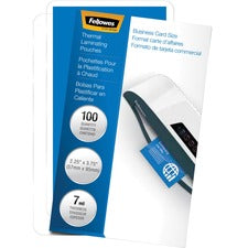 Fellowes Glossy Pouches - Business Card, 7 mil, 100 pack