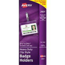 Avery® Heavy-Duty Badge Holders - Secure Top - Clip Style