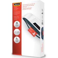 Fellowes Glossy Pouches - ID Tag punched with clip, 5 mil, 25 pk
