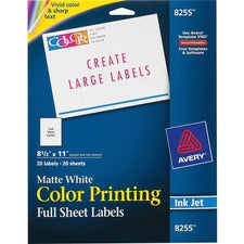 Avery&reg; Color Printing Labels - Sure Feed - Full Sheet