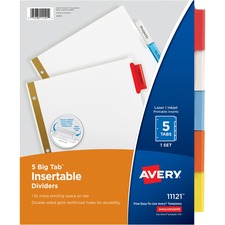 Avery&reg; Big Tab Insertable Dividers - Reinforced Gold Edge