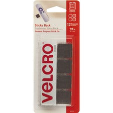 VELCRO Brand Sticky Back 7/8in Squares Black 12 ct