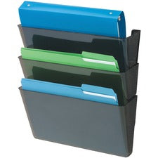 Deflecto Sustainable DocuPocket Letter Black-3 pocket 50% Recycled Content
