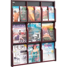 Safco 9 Magazine/18 Pamphlet Wood Literature Rack