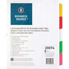 Business Source Laminated Write-On Tab Indexes