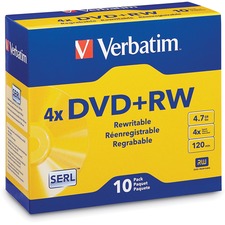 Verbatim DVD+RW 4.7GB 4X with Branded Surface - 10pk Jewel Case