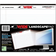 Roaring Spring Wide Landscape White Writing Pads