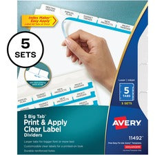Avery® Big Tab Print & Apply Clear Label Dividers - Index Maker Easy Apply Label Strip