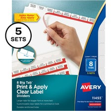 Avery&reg; Big Tab Print & Apply Clear Label Dividers - Index Maker Easy Apply Label Strip