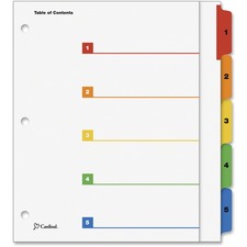 Cardinal Extra Wide Table of Content 5-Tab Dividers