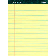 TOPS Docket Legal Pad, Legal Rule, Canary, Rigid Back, 50 Sheet/Pad, 3 Pad/Pack