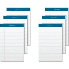 TOPS Docket Pad, Jr. Legal Rule, White, Rigid Back, 50 Sheet/Pad, 6 Pad/Pack