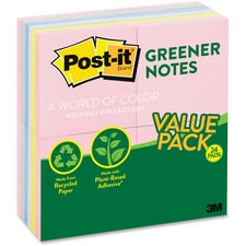 Post-it&reg; Greener Notes Value Pack - Helsinki Color Collection