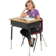 Early Childhood Resources Open Front Desk with Metal Book Basket
