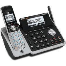 AT&T TL88102 DECT 6.0 2-Line Expandable Corded/Cordless Phone with Answering System, Silver/Black, 1 Handset
