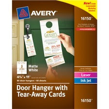 Avery&reg; Door Hanger with Tearaway Cards, Uncoated - Two-Sided Printing