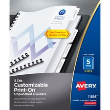 Avery® Unpunched Print-On Dividers