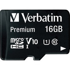 Verbatim 16GB Premium microSDHC Memory Card with Adapter, UHS-I Class 10