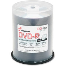 SKILCRAFT DVD Recordable Media - DVD-R - 4.70 GB - 100 Pack Spindle