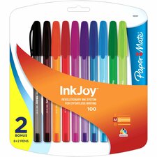 Paper Mate InkJoy 100 Stick Pen, 1.0 mm, Assorted, 10/Pack