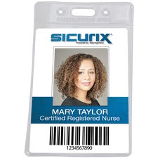 SICURIX Vinyl Punched ID Badge Holders - Vertical
