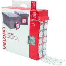 VELCRO Brand Sticky Back 3/4in Circles White 200 ct