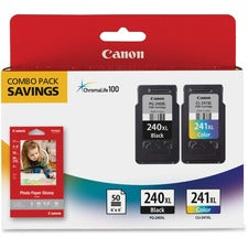 Canon PG-240XL/CL-241XL/GP-502 Ink Cartridge/Paper Kit - Black, Tri-color