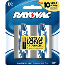 Rayovac 813-2F Mercury Free Alkaline Batteries, D, 2/Pk