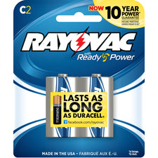 Rayovac 814-2F Mercury Free Alkaline Batteries, C 2 Pack