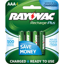 Rayovac PL724-4B Rayovac Recharge Plus NiMH AAA, 4/Pk