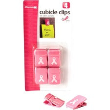 Breast Cancer Awareness Cubicle Clips 4/Pack, Pink