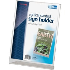 OIC Slanted Vertical Sign Holder, 8 1/2"W x 11"H. Clear