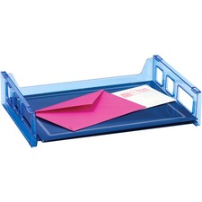 OIC Blue Glacier Side Load Letter Tray, Transparent Blue