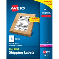 Avery&reg; TrueBlock Shipping Address Labels - Half Sheet