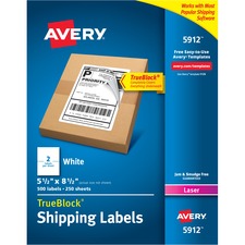 Avery® TrueBlock Shipping Address Labels - Half Sheet