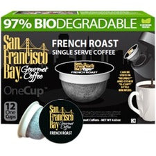 San Francisco Bay OneCup French Roast 12/Bx - Compostable Single Cup Coffee Pods OneCup