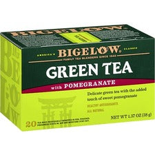 Bigelow Green Tea With Pomegranate, 28/Bags Per Box, 6 Boxes Per Carton