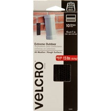 VELCRO Brand Extreme Outdoor 4in x 1in Strips. Black . 10 ct.