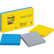 Post-it&reg; Super Sticky Pop-up Notes, 3" x 3", New York Collection