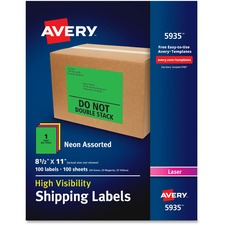 Avery&reg; High-Visibility Shipping Labels - Full Sheet