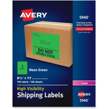 Avery® High-Visibility Shipping Labels - Full Sheet