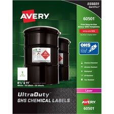Avery&reg; UltraDuty GHS Chemical Labels - Waterproof - UV-Resistant
