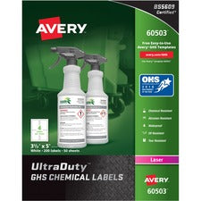 Avery&reg; UltraDuty GHS Chemical Labels - Waterproof - UV-Resistant