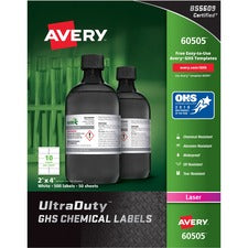 Avery&reg; UltraDuty GHS Chemical Labels - Waterproof - UV-Resistant