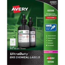 Avery® UltraDuty GHS Chemical Labels - Waterproof - UV-Resistant
