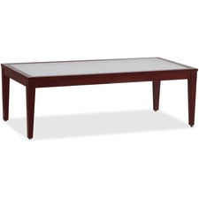 Lorell Glass Top Mahogany Frame Table