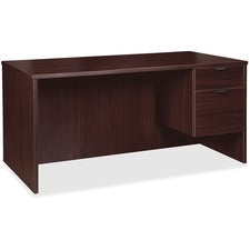 Lorell Prominence 79000 Espresso Desk with Right Pedestal - 2-Drawer