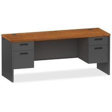 Lorell Cherry/Charcoal Pedestal Credenza - 2-Drawer