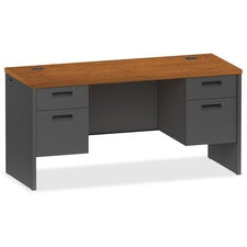 Lorell Cherry/Charcoal Pedestal Credenza - 2-Drawer